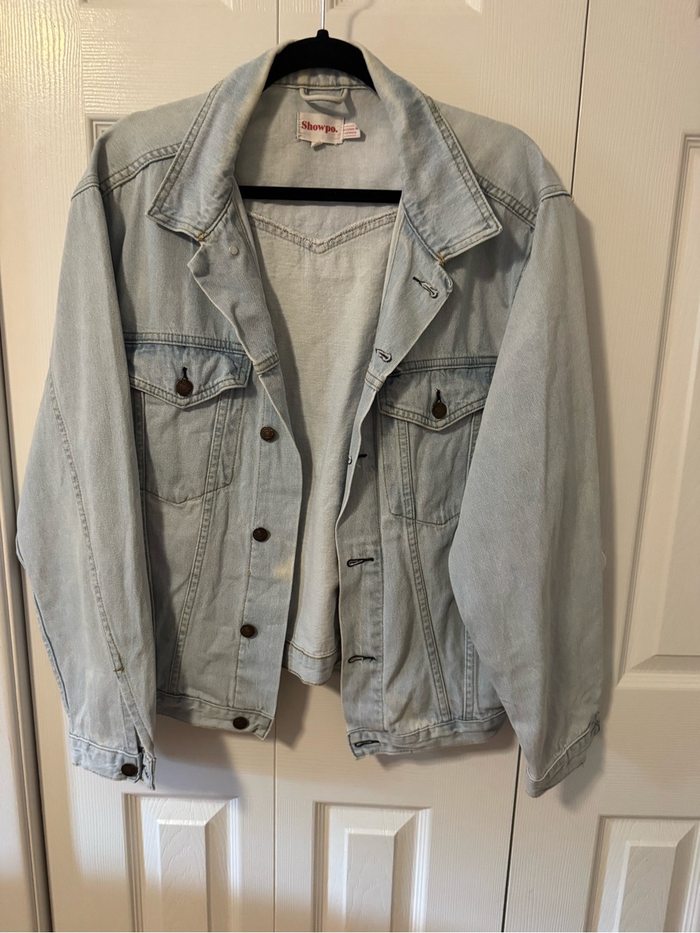 Showpo Light Wash Oversized Denim Jacket – Size S/M